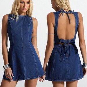Backless denim dress
